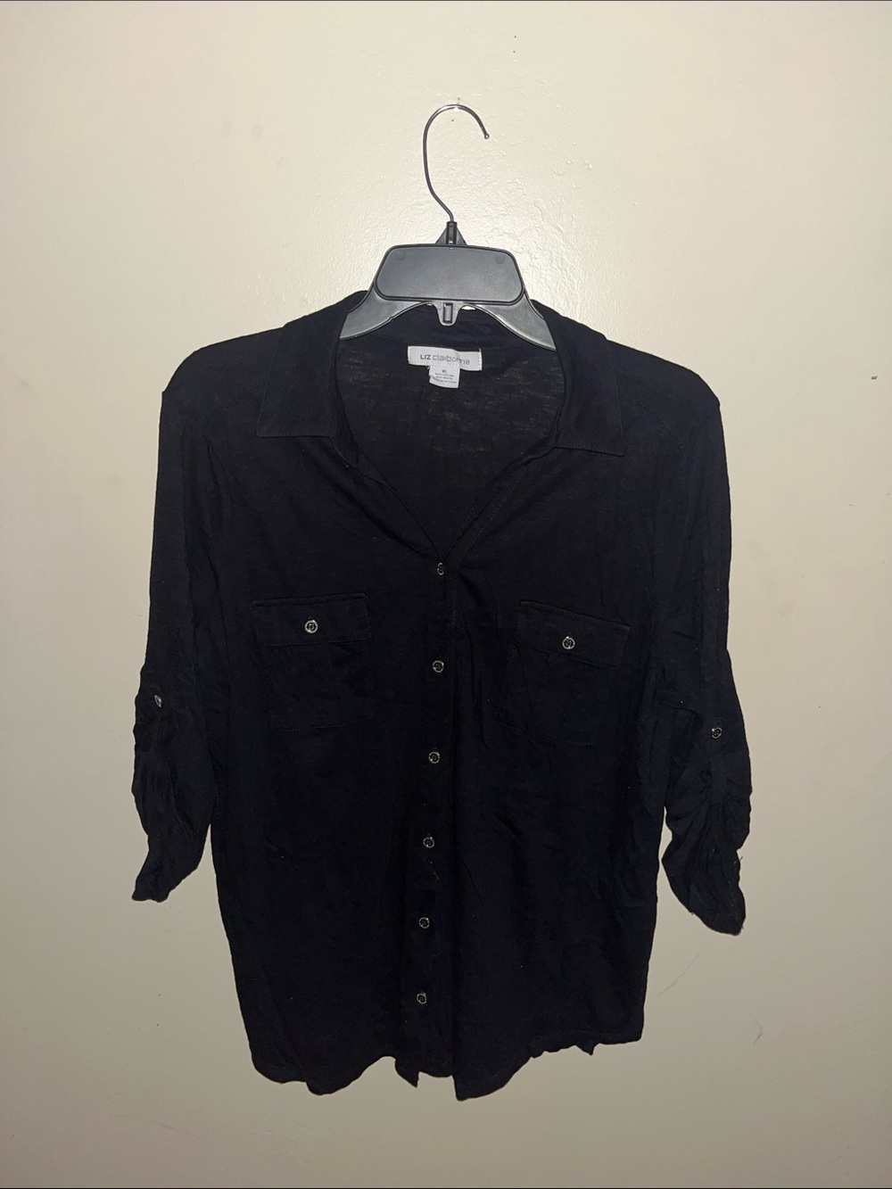 Liz Claiborne Black Men's Lightweight Button-Down Shirt